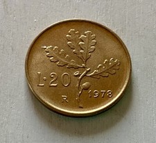 Moneta 20 Lire 1978 Ramo di Quercia Repubblica Italia