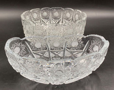 Centrotavola soprammobile porta frutta vaso con barcone cristallo molato BOEMIA