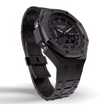 Orologio Casioak Mod Personalizzato Casio G-Shock GA-2100 Nero Tutto Metallo Acciaio GA2100