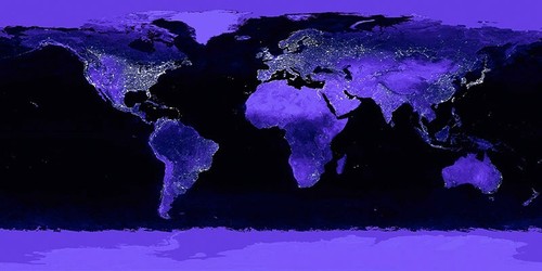 Quadro cartina terra notte - cartina, di