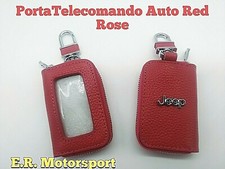 PortaTelecomando Auto in Ecopelle Red Rose con Logo Metallico Jeep