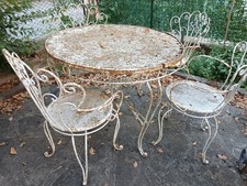 COMPLETO FERRO DA GIARDINO - TAVOLO TONDO E 4 POLTRONCINE - DA RESTAURARE - 1940