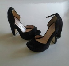 Scarpe Donna Decollete Da Cerimonia Con Tacco Nero e Fibbia SANDALI ELEGANTI 36.