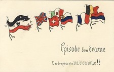 CPA illustrato Guerra bandiere