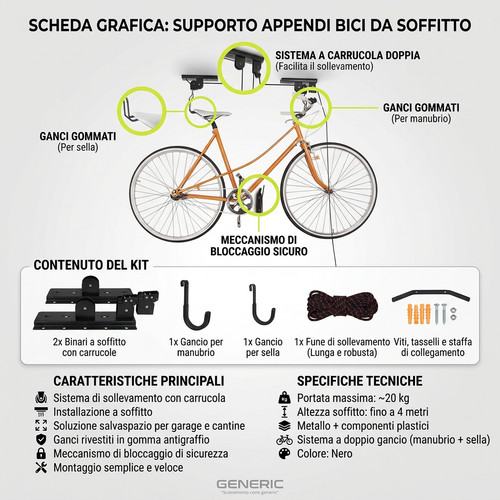 Supporto appendi bici - , da