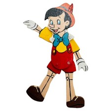 Casa delle bambole vintage miniatura artigianale dipinta a mano Pinocchio snodato 2,25” FIRMATO