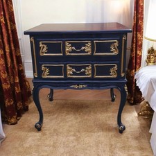 Piccolo Como' cassettone Luigi XV vintage Laccato Nero Satinato E Oro