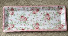 Vassoio da portata Shabby Chic Rachel Ashwell ROSA rose FIORE bianco melaminico 19" NUOVO