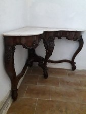 Coppia console angolari in Massello Con marmo antichi N2