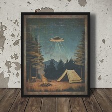 Vintage UFO ALIEN CAMPING Wall