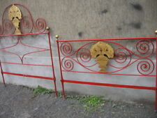 LETTO FERRO 1 PIAZZA E 1/2 ROSSO E DECORI IN LAMIERINO DORATI - STILE GENOVESE