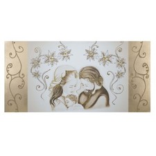 Quadri su tela capezzali per camera da letto Sacra Famiglia foglie oro cm 50X100