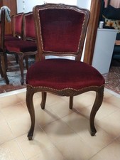 Sedia in legno lavorato anni 60 foderata di Velluto