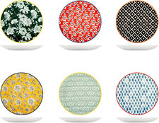 Colourful Set 6 Piatti Frutta in Porcellana, 19Cm, Decori E Colori Assortiti, Mo