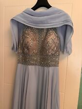 Abito Da Cerimonia Lungo Con Stola Celeste, Bianca Brandi, Tg 48, Come Nuovo