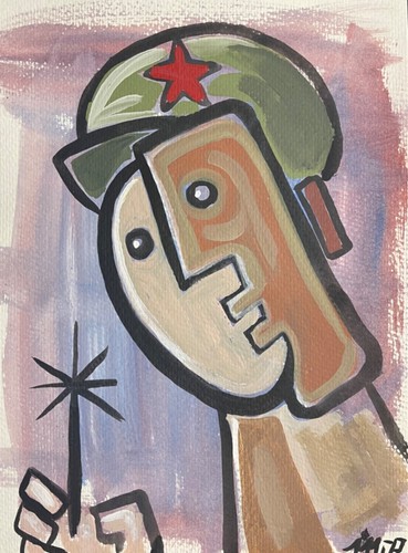 Baguette gouache arte naif - la,