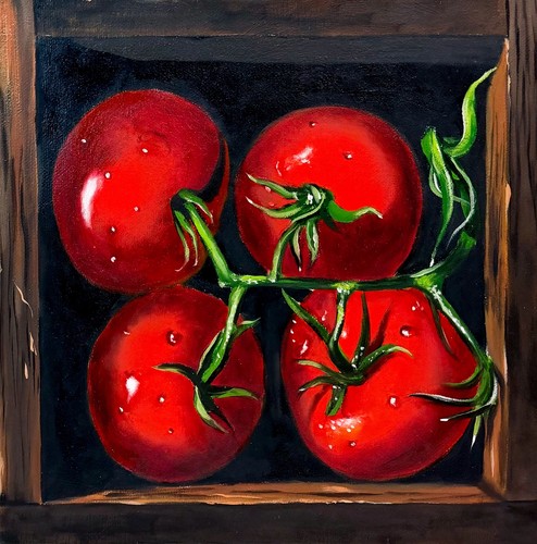 Pomodori scatola dipinto - pomodori, in