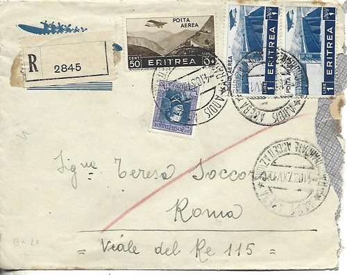 1941 eritrea aerogramma - eritrea,
