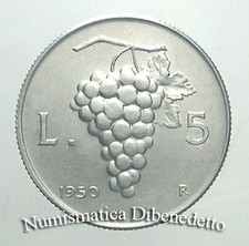 Repubblica Italiana - 5 Lire Uva dal 1948 al 1950 da BB a FDC 