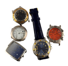 Stock 5 Casse Acciaio Orologi Analogici Chrono Quarzo No Movimento Usate