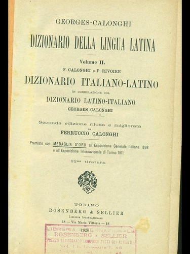 Dizionario della lingua latina - dizionario,