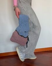 borsa uncinetto in fettuccia e  lana con nodo giapponese 