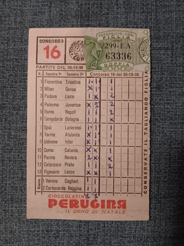 Schedina totocalcio giocata - totocalcio,