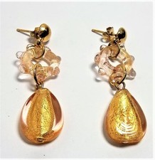 Orecchini Donna Gea Rosa oro Antica murrina Vetro Murano Made in Italia v222