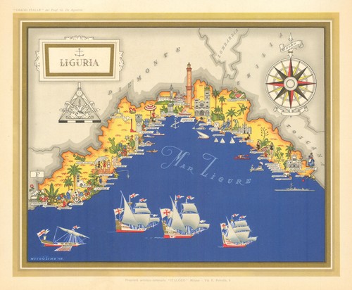 Liguria pictorial map - , by