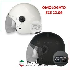 CASCO SCOOTER ECE 22.06 JET LUNA SPORT LEGGERO SICURO VISIERA AMPIA BIANCO NERO