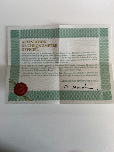 Rolex carta garanzia vuota