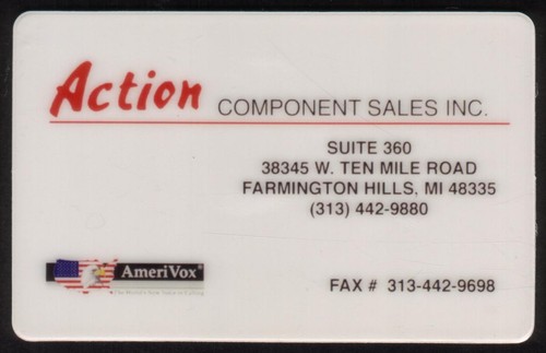 Action component sales - sales,, inc