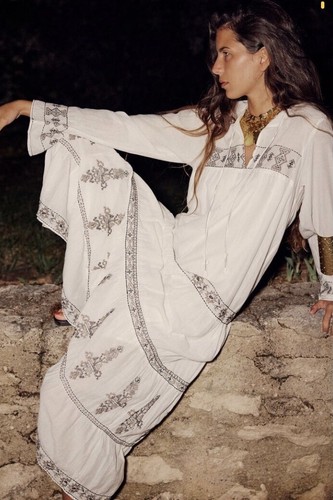 Abito maxi caftano cotone