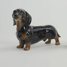 Statua bassotto tedesco marrone in ceramica cm 25x34 animali arredo casa lusso