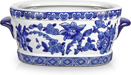 Fioriera ceramica blu - , bianca