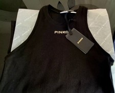 Canotta a costine da donna di Pinko con logo Nuovo Nero Taglia L donna Ragazza