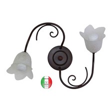 Plafoniera a soffitto in ferro battuto 2 luci vetro opale stellina Lisa Made in 