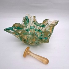 Vintage Art Glass Mid Century Ciotola Vetro Suizzle Stick Agitatore Calzino Darner PESANTE