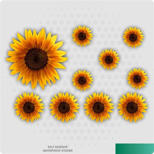 Adesivi girasole dipinti - adesivi,