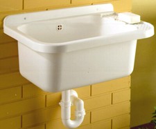 LAVATOIO SOSPESA DA PARETE IN PLASTICA PILOZZA LAVABO 50X34X25 SIFONE LAVATRICE 