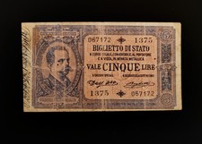 RARISSIMO 5 LIRE REGNO VITTORIO EMANUELE III - EFFIGIE UMBERTO I 1901-1904 - R3