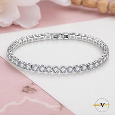 BRACCIALE TENNIS DONNA UOMO IN ARGENTO 925 CON ZIRCONI BIANCHI LUNGHEZZA 17 CM