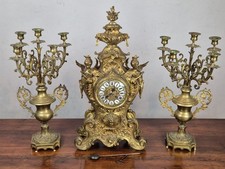 TRITTICO OROLOGIO BRONZO FINE SEC.XIX