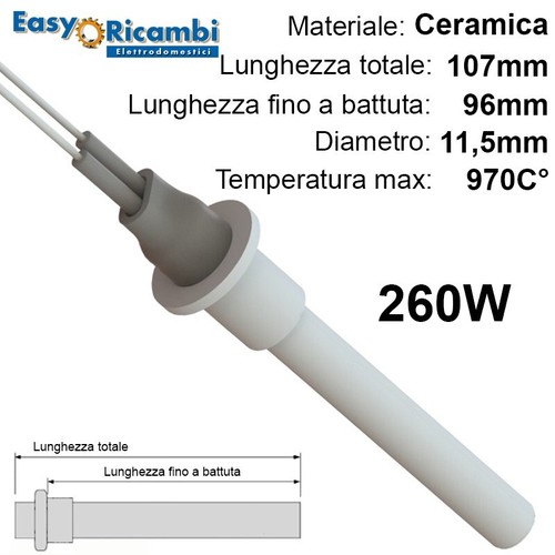 Candeletta ceramica 260w - in,