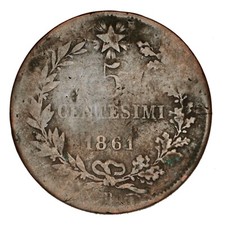 ITALIA REGNO D'ITALIA Vittorio Emanuele II - 5 Centesimi 1861 B Bologna - R2