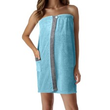 Asciugamano Sauna Donna Telo con Elastico Include Tasca con Cerniera Turchese