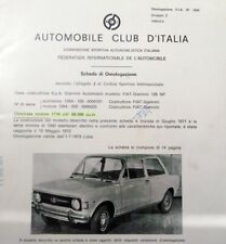 FIAT GIANNINI 128 NP COPIA SCHEDA OMOLOGAZIONE DA ORIGINALE DELL'EPOCA (382)