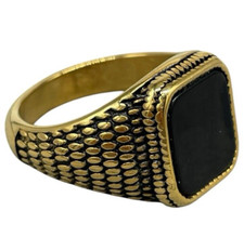 ANELLO UOMO PIETRA NERA LISCIA