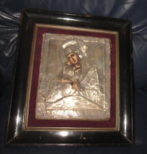 Icona russa Vergine di Vladimir con riza in argento  fine XIX secolo primi XX