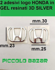 2 Adesivi HONDA SILVER mm. 30 LOGO "H" MOTO/AUTO carena 3D gel resinati
